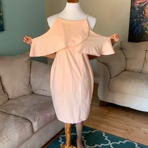 ASOS peach cotton off shoulder spaghetti dress EUC